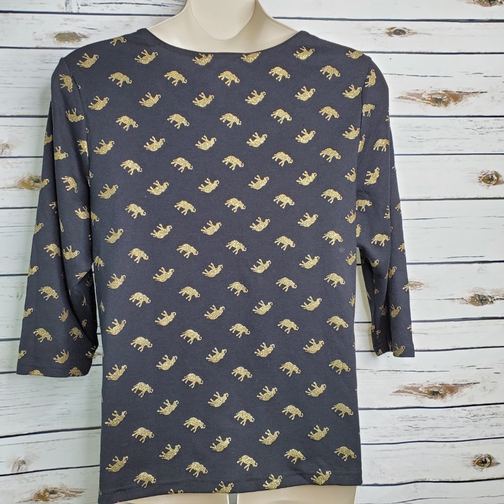 Karen Scott Black Elephant 1X Top Long Sleeves - Picture 2 of 5